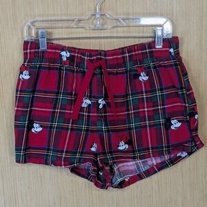 Old Navy X Disney Minnie Mouse Plaid Pajama Shorts Red Tartan Cotton Women Small